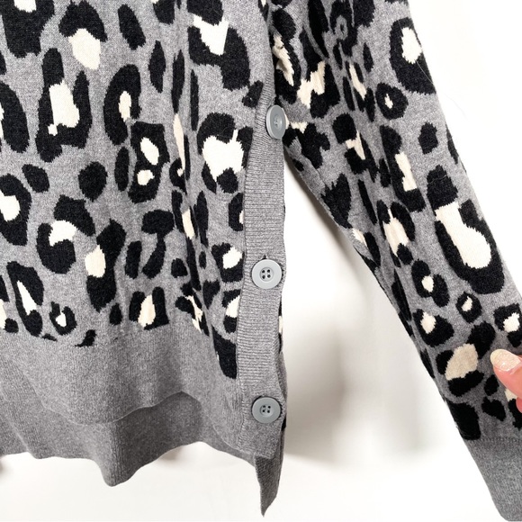 Stella & Dot Leopard Side Button Sweater with Merino Wool - Picture 7 of 8